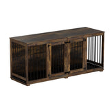 Dog Crate Furniture Indoor - Wooden Dog Kennel with Room Divider,Trays