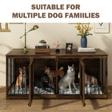 Dog Crate Furniture Indoor - Wooden Dog Kennel with Room Divider,Trays