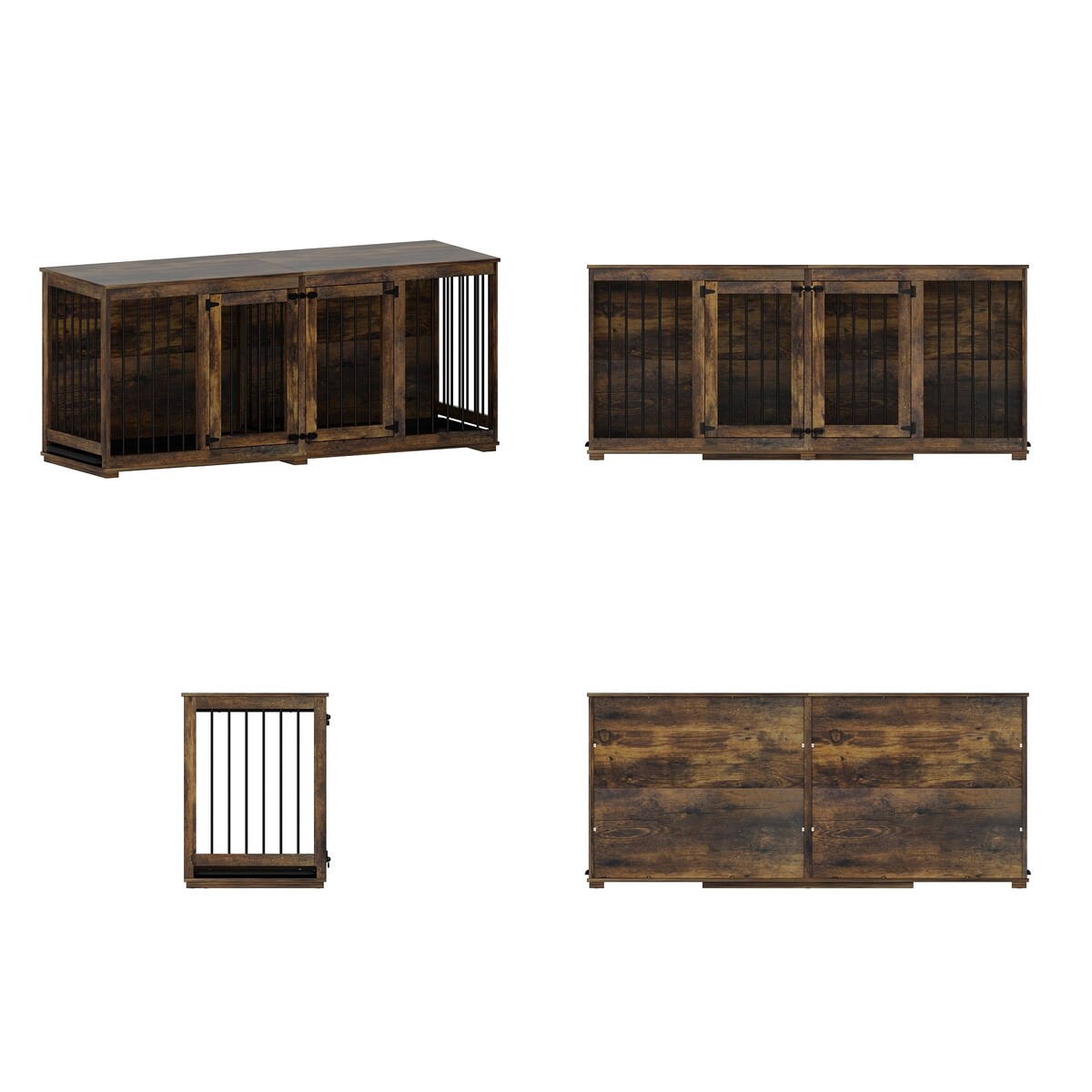 Dog Crate Furniture Indoor - Wooden Dog Kennel with Room Divider,Trays