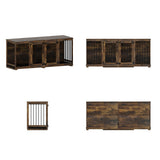 Dog Crate Furniture Indoor - Wooden Dog Kennel with Room Divider,Trays
