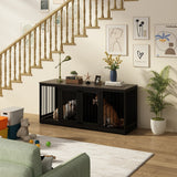 Dog Crate Furniture Indoor - Wooden Dog Kennel with Room Divider,Trays