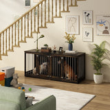 Dog Crate Furniture Indoor - Wooden Dog Kennel with Room Divider,Trays