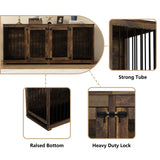 Dog Crate Furniture Indoor - Wooden Dog Kennel with Room Divider,Trays