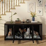 Dog Crate Furniture Indoor - Wooden Dog Kennel with Room Divider,Trays