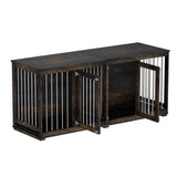 Dog Crate Furniture Indoor - Wooden Dog Kennel with Room Divider,Trays