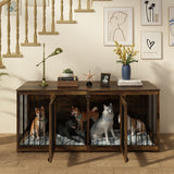 Dog Crate Furniture Indoor - Wooden Dog Kennel with Room Divider,Trays