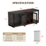 Dog Crate Furniture Indoor - Wooden Dog Kennel with Room Divider,Trays
