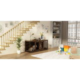Dog Crate Furniture Indoor - Wooden Dog Kennel with Room Divider,Trays