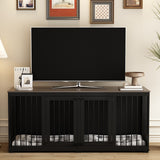 Dog Crate Furniture Indoor - Wooden Dog Kennel with Room Divider,Trays