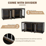 Dog Crate Furniture Indoor - Wooden Dog Kennel with Room Divider,Trays