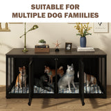Dog Crate Furniture Indoor - Wooden Dog Kennel with Room Divider,Trays