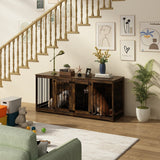 Dog Crate Furniture Indoor - Wooden Dog Kennel with Room Divider,Trays
