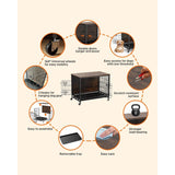 Dog Crate Furniture, Removable Tray and Wheels