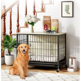Dog Crate Furniture, Removable Tray and Wheels
