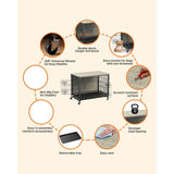 Dog Crate Furniture, Removable Tray and Wheels