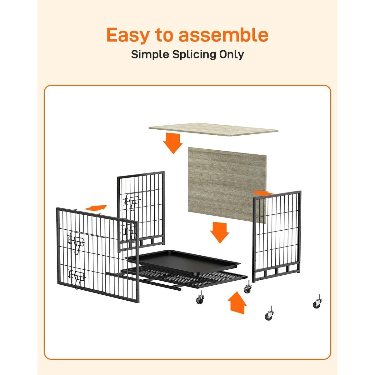 Dog Crate Furniture, Removable Tray and Wheels