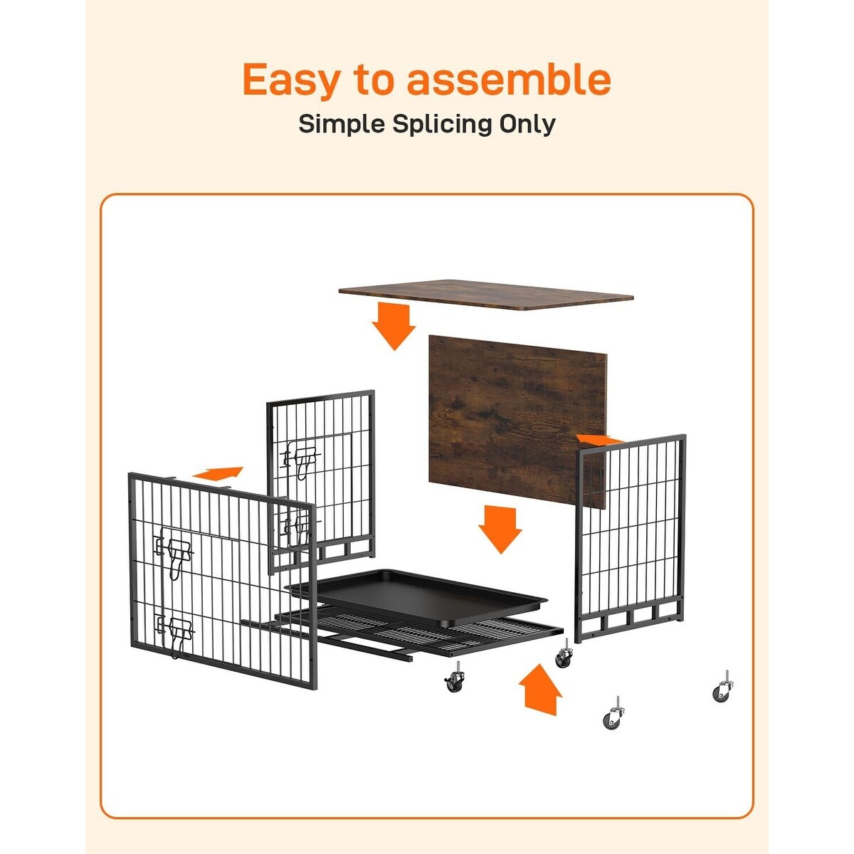 Dog Crate Furniture, Removable Tray and Wheels