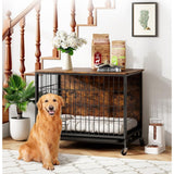 Dog Crate Furniture, Removable Tray and Wheels
