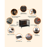 Dog Crate Furniture, Removable Tray and Wheels