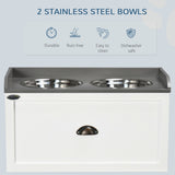 Dog Feeding Station with Storage Drawer, Dog Food Storage Cabinet with 2 Removable Elevated Dog Bowls for Large Sized Dogs