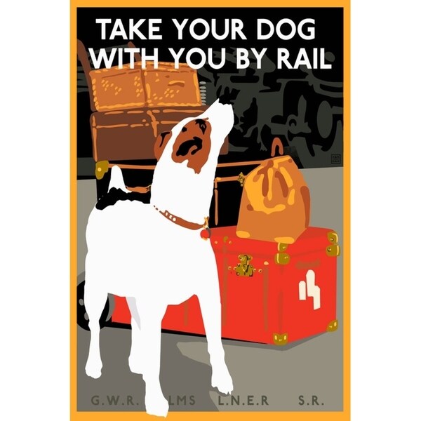Dog by Rail-VINAPP113590 Print 22.5"x15" by Vintage Apple Collection