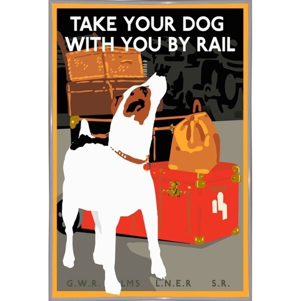 Dog by Rail-VINAPP113590 Print 22.5"x15" by Vintage Apple Collection