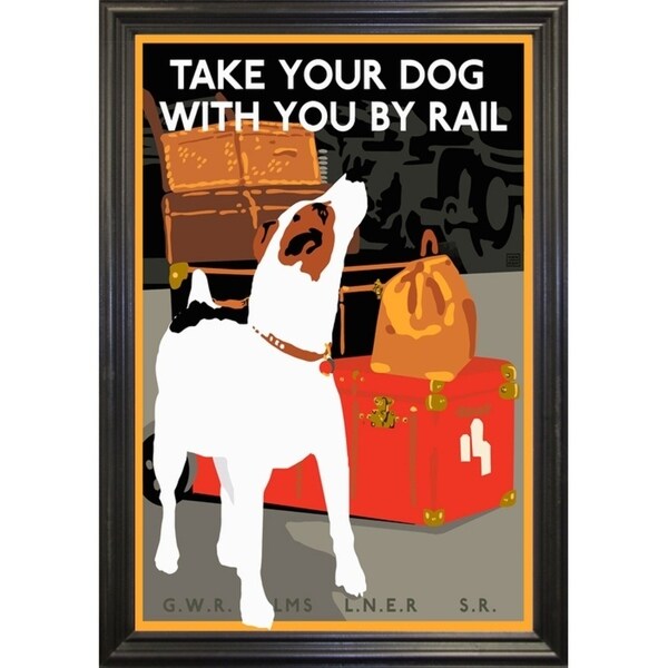 Dog by Rail-VINAPP113590 Print 22.5"x15" by Vintage Apple Collection