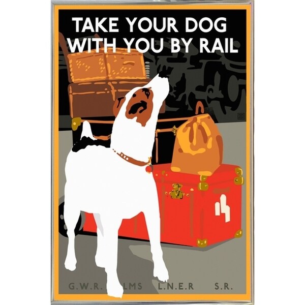 Dog by Rail-VINAPP113590 Print 22.5"x15" by Vintage Apple Collection