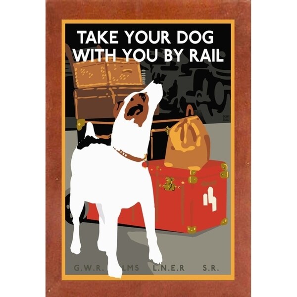 Dog by Rail-VINAPP113590 Print 22.5"x15" by Vintage Apple Collection