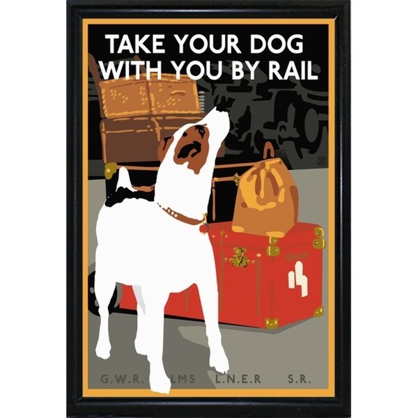 Dog by Rail-VINAPP113590 Print 22.5"x15" by Vintage Apple Collection