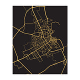 Doha Qatar Doha Qatar Gold City Street Map Maps Art Print/Poster