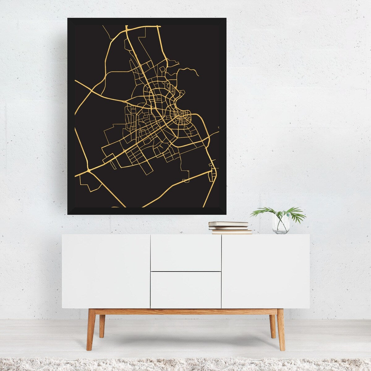 Doha Qatar Doha Qatar Gold City Street Map Maps Art Print/Poster