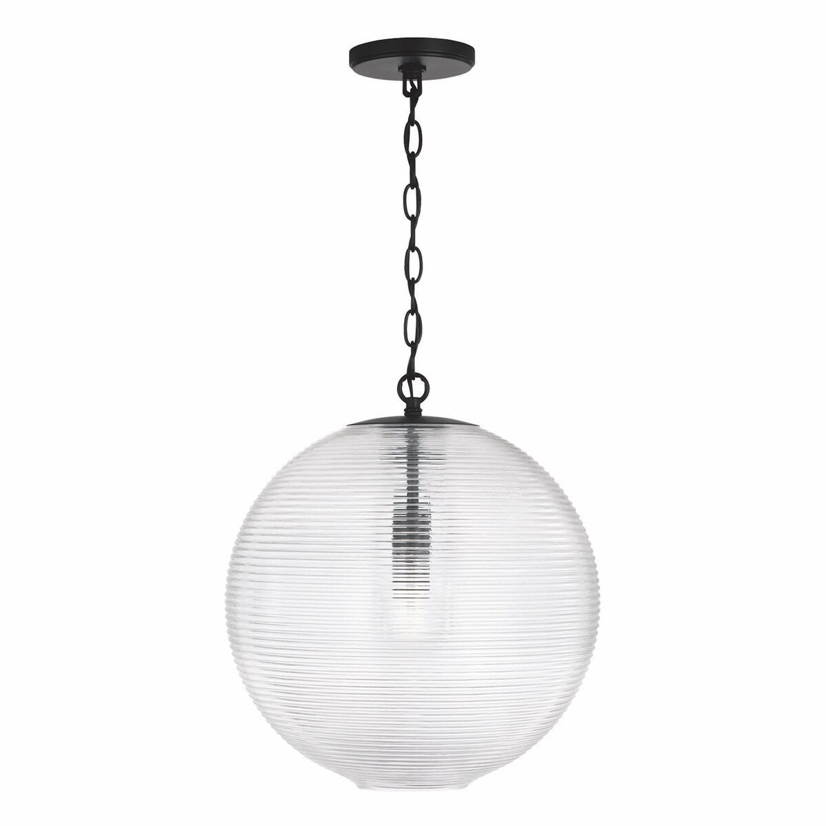 Dolan 1-light Pendant w/ Clear Ribbed Glass