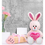 DolliBu Happy Mother’s Day Soft Plush Rose Gold Bunny with Pink Heart - 8 inches
