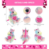 DolliBu Happy Mother’s Day Super Soft Plush Sitting Rainbow Unicorn - 10 inches