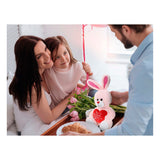 DolliBu I LOVE YOU Sparkling Plush Cute Rose Gold Bunny with Heart - 8 inches