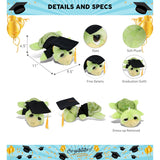 DolliBu Large Green Sea Turtle Graduation Plush Toy with Gown and Cap - 11 inches