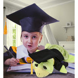 DolliBu Large Green Sea Turtle Graduation Plush Toy with Gown and Cap - 11 inches
