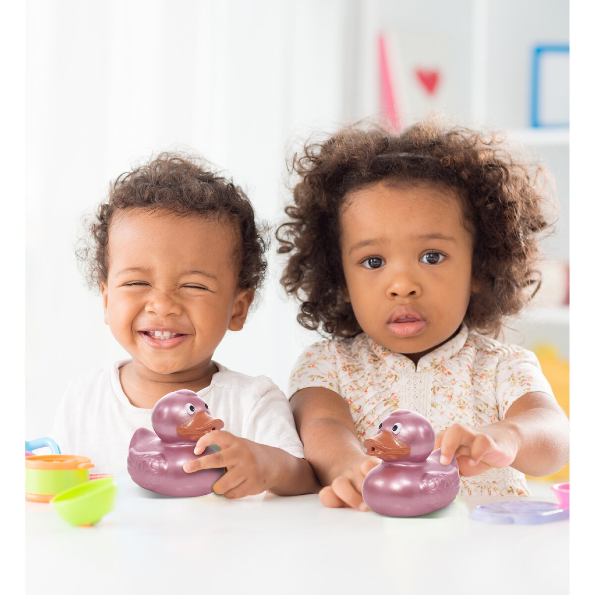 DolliBu Metallic Rose Gold Duck Bath Buddy Squirter For Toddlers - Rose Gold - 2.7Lx2.2Wx2.3H inches