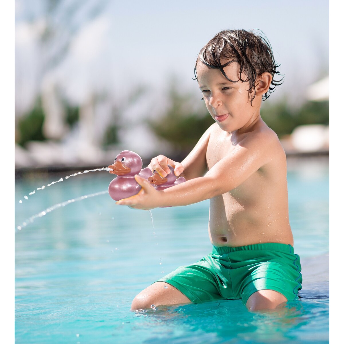 DolliBu Metallic Rose Gold Duck Bath Buddy Squirter For Toddlers - Rose Gold - 2.7Lx2.2Wx2.3H inches