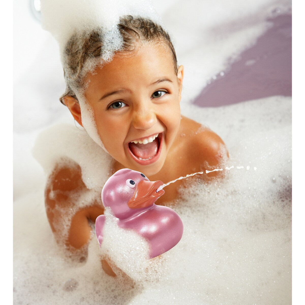 DolliBu Metallic Rose Gold Duck Bath Buddy Squirter For Toddlers - Rose Gold - 2.7Lx2.2Wx2.3H inches