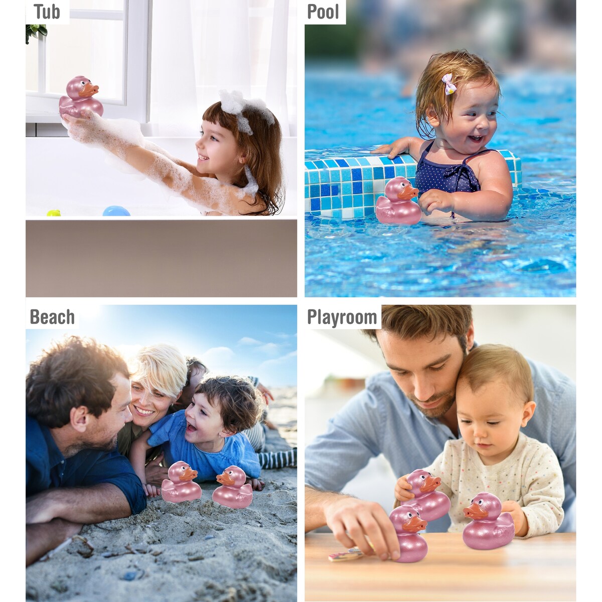DolliBu Metallic Rose Gold Duck Bath Buddy Squirter For Toddlers - Rose Gold - 2.7Lx2.2Wx2.3H inches