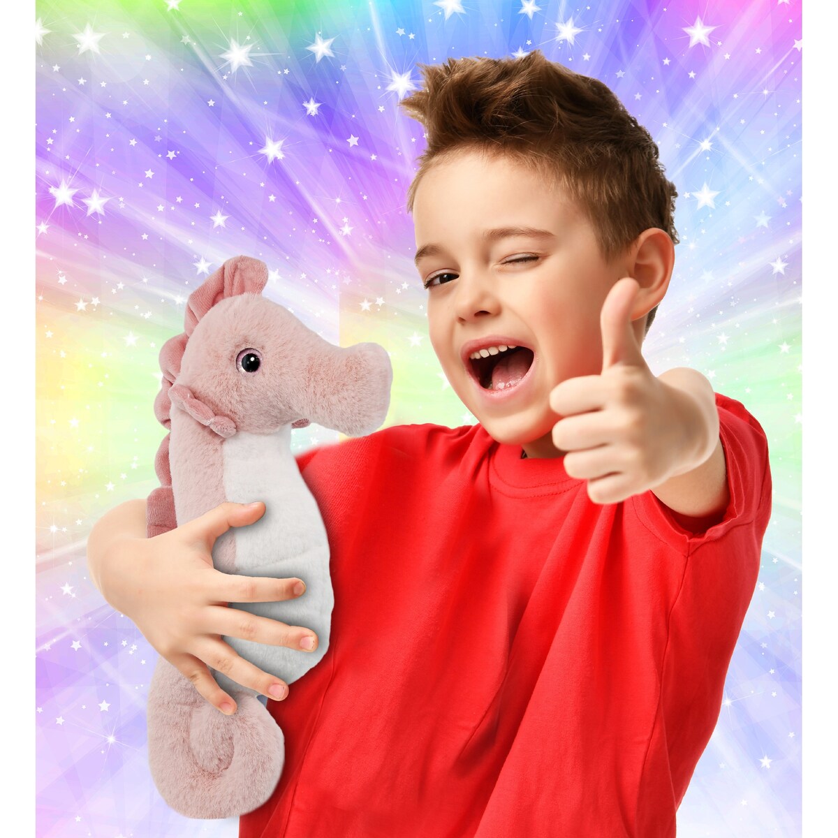 DolliBu Rose Seahorse Super Soft Stuffed Animal for Kids and Adults - 12 inches