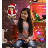 DolliBu Santa Monkey Stuffed Animal Plush Hand Puppet w/ Santa Outfit - 9 inches