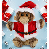 DolliBu Santa Monkey Stuffed Animal Plush Hand Puppet w/ Santa Outfit - 9 inches