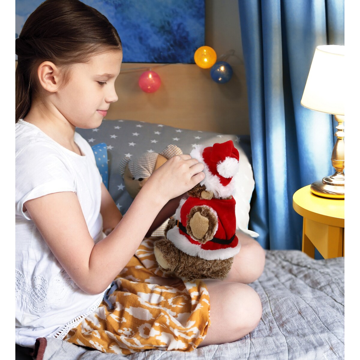 DolliBu Santa Monkey Stuffed Animal Plush Hand Puppet w/ Santa Outfit - 9 inches