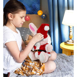 DolliBu Santa Rose Gold Bunny Stuffed Animal Plush with Santa Outfit - 8 inches