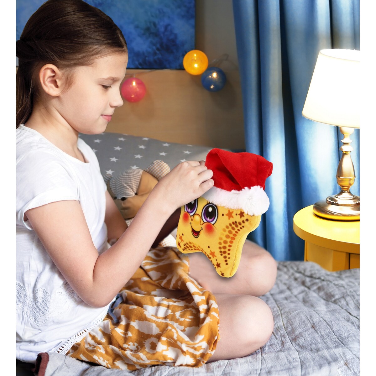 DolliBu Santa Starfish Stuffed Animal Plush Toy with Santa Hat Outfit - 6.3 inches