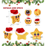 DolliBu Santa Starfish Stuffed Animal Plush Toy with Santa Hat Outfit - 6.3 inches