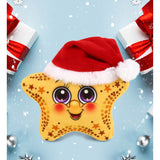 DolliBu Santa Starfish Stuffed Animal Plush Toy with Santa Hat Outfit - 6.3 inches